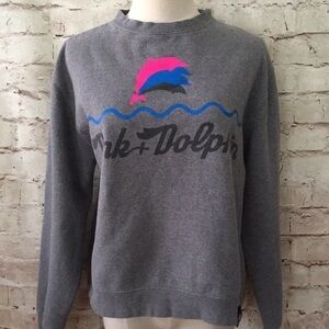 Pink Dolphin Sweatshirt Women Small Chest 40 Gray